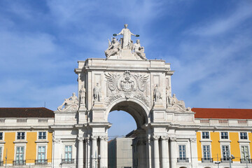 Fototapeta na wymiar historic architecture of Commercial Square of Lisbon, landmark of Portugal 