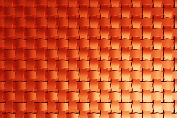 3d illustration of rows of  orange squares .Set of cubes on monocrome background, pattern. Geometry  background
