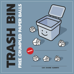 Small trash bin in the office, icon, vector design, isolated background.