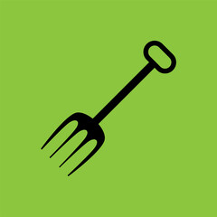 Rake icon isolated on green background. 