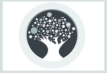 tree silhouette with butterflies. simple luxury logo or icon in the wold. busines, background, banner, icon ilustration
