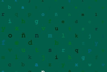 Dark blue, green vector template with isolated letters.