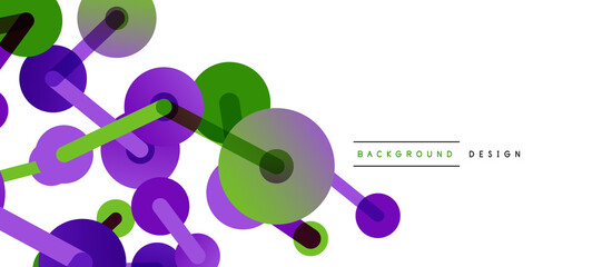 Line points connections geometric abstract background. Circles connected by lines. Trendy techno business template for wallpaper, banner, background or landing