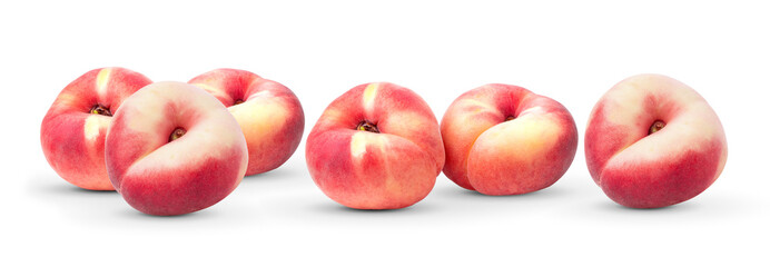  flat donut peaches on white background