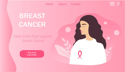 vector illustration ib flat style on the theme of the fight against breast cancer. website banner.