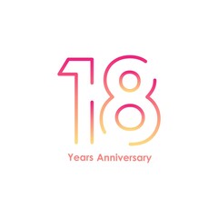 18 anniversary logotype with gradient colors for celebration purpose and special moment