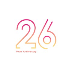 26 anniversary logotype with gradient colors for celebration purpose and special moment