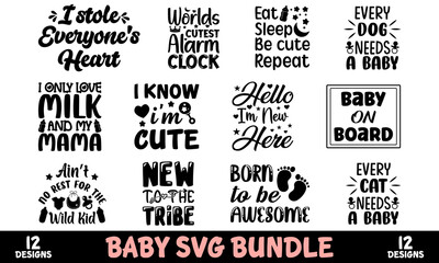 Fototapeta premium Baby SVG Quote Bundle - Baby T-shirt Design SVG Bundle.