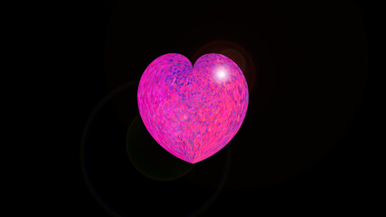 Polygonal pink heart on a black background.