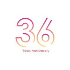 36 anniversary logotype with gradient colors for celebration purpose and special moment - obrazy, fototapety, plakaty