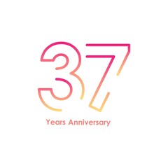 37 anniversary logotype with gradient colors for celebration purpose and special moment