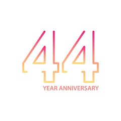 44 anniversary logotype with gradient colors for celebration purpose and special moment