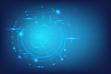 Global technology virtual design concept. Modern network background with science space concept. Data Structure and cloud with line and dot conncetion.