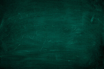Green Chalkboard. Chalk texture school board display for background. chalk traces erased with copy space for add text or graphic design. Backdrop of Education concepts
