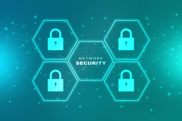 2d illustration Safety concept: Closed Padlock on digital background
