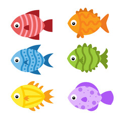 Fish cartoon on white background characters design 