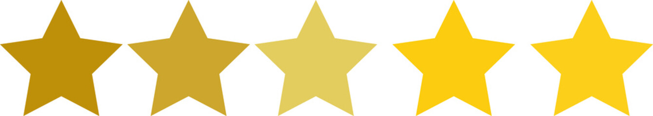 Five stars rating icon. Five stars customer product rating. Vector illustration. Premium quality. Golden stars.eps