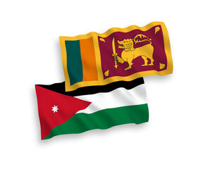 Flags of Sri Lanka and Hashemite Kingdom of Jordan on a white background