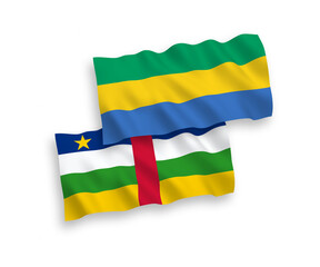 Flags of Central African Republic and Gabon on a white background
