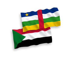 Flags of Central African Republic and Sudan on a white background