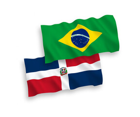 Flags of Brazil and Dominican Republic on a white background