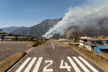 Forest Fire and Lukla Airport Runway