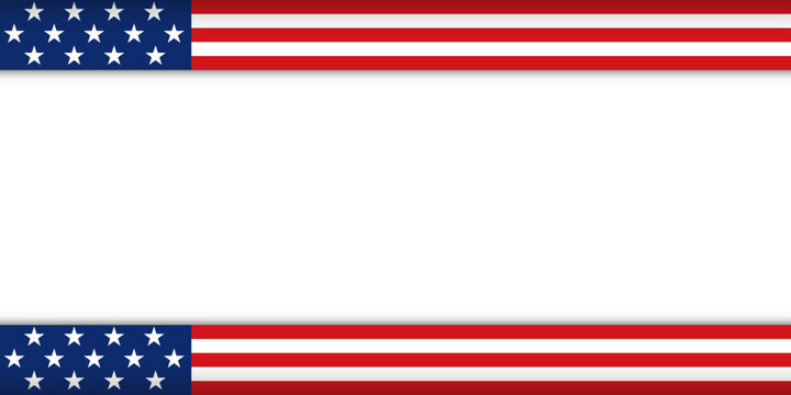 Modern america USA red blue striped line background banner template with shadow and black empty white space.