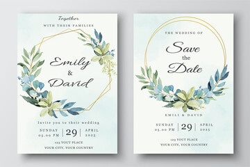 Greenery Wedding Invitation Templates © Krit