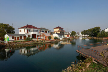 Suzhou, China - Mar7, 2022: Jijiadun Ideal Village, Jinxi Town, Kunshan, is a typical small village in the south of the Yangtze River, featuring "homestay" to create a village life co-creation cluster