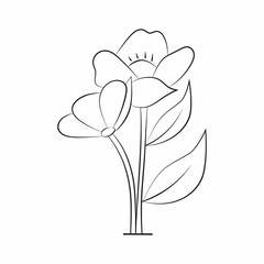 Beautiful Easy Flowers Coloring book For Preschool Children. Cute Educational Flowers Coloring Page For Kids