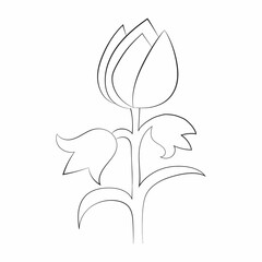 Obraz premium Beautiful Easy Flowers Coloring book For Preschool Children. Cute Educational Flowers Coloring Page For Kids