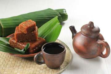 Javanese Traditional Tea Time, Warm Tea and Wajik Ketan