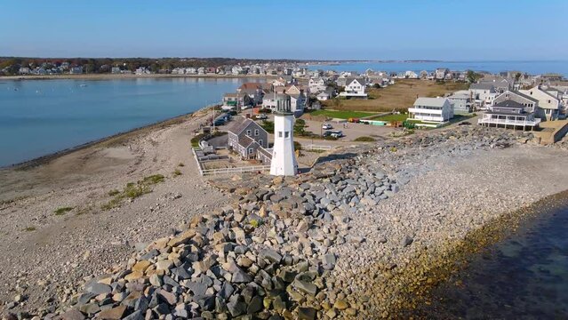 Old Scituate Lighthouse at the entrance of Scituate Harbor in town of Scituate, Massachusetts MA, USA.