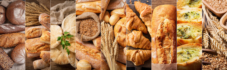 Collage aus frisch gebackenem Brot