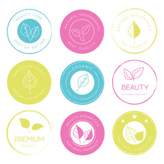 Collection of beauty and cosmetics, wellness logo, icon, labels and badges for graphic and web design, product promotions.