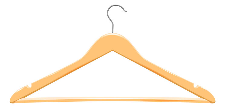 Wooden clothes hanger isolated on white background