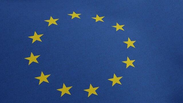 European Union flag original size and colors 3D Render, EU Flag of Europe, European Union national flag textile, logo of the Council of Europe