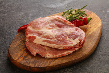 Raw pork meat neck steak
