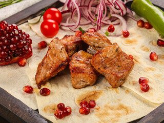 Caucasian traditional pork shashlik meat