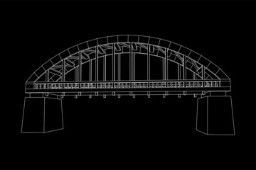 Bridge connection structure. Wireframe low poly mesh vector illustration.