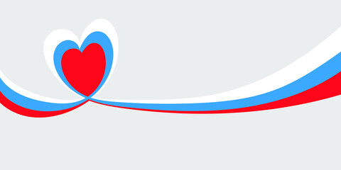 Russia flag heart banner ribbon vector illustration on white background isolated