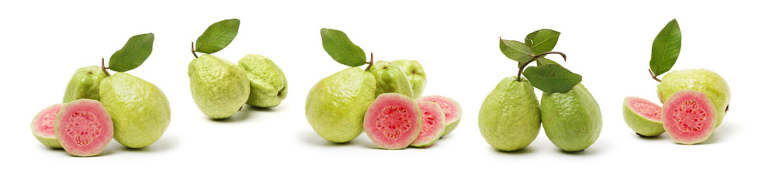 Pink guava isolated on white background