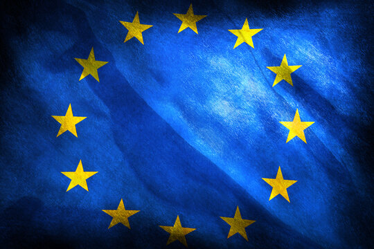 The flag of the European Union on a fabric background © DZiegler