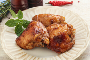 Roasted chicken leg with spicy sauce