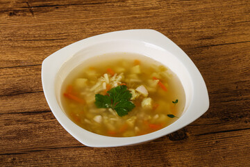 Tasty chicken soup with carrot