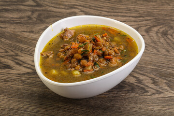 Lentil soup with chicken and vegetables