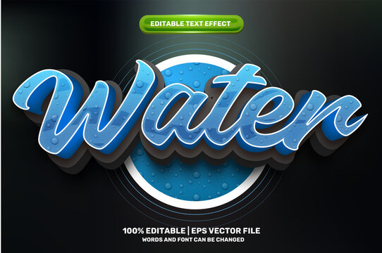 Fresh Water drop nature 3D logo mock up template Editable text Effect Style