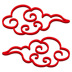 中華風の伝統模様の雲のイラスト【アイコン】