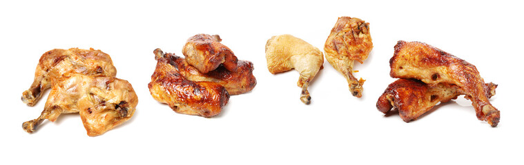 grilled chicken leg  on white background 