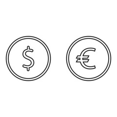 Dollar and euro icon in line style